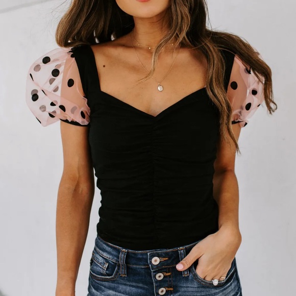 MINNIE RUCHED PUFF SLEEVE BODYSUIT - Picture 4 of 4